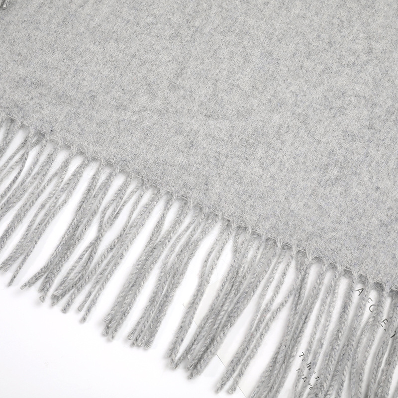 Solid Color Cashmere Scarf Women's Winter Warm Thick Autumn And Winter Fringed Grey Shawl Men's Wool Scarf Wholesale Specification drawing