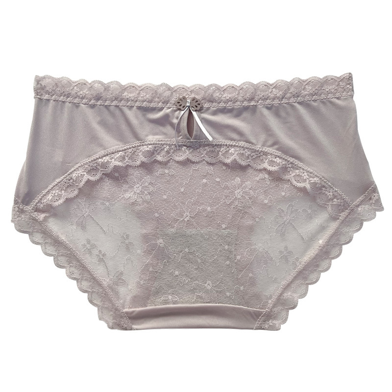 New large-sized women's underwear, mid-waist, hip-lifting, breathable, pure breathable, skin-friendly, lace-trimmed triangle shorts, sexy Item Picture
