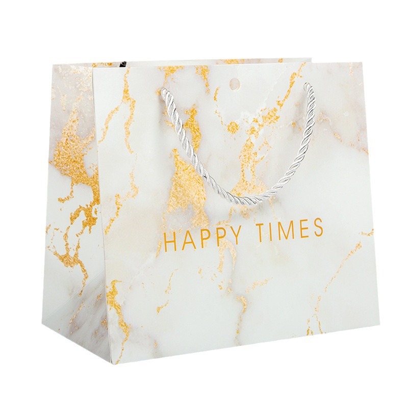 Ins-style fashionable gift bags, marble-patterned wedding souvenirs, wedding candy bags, creative ribbon hand-held clothing paper bags Item Picture