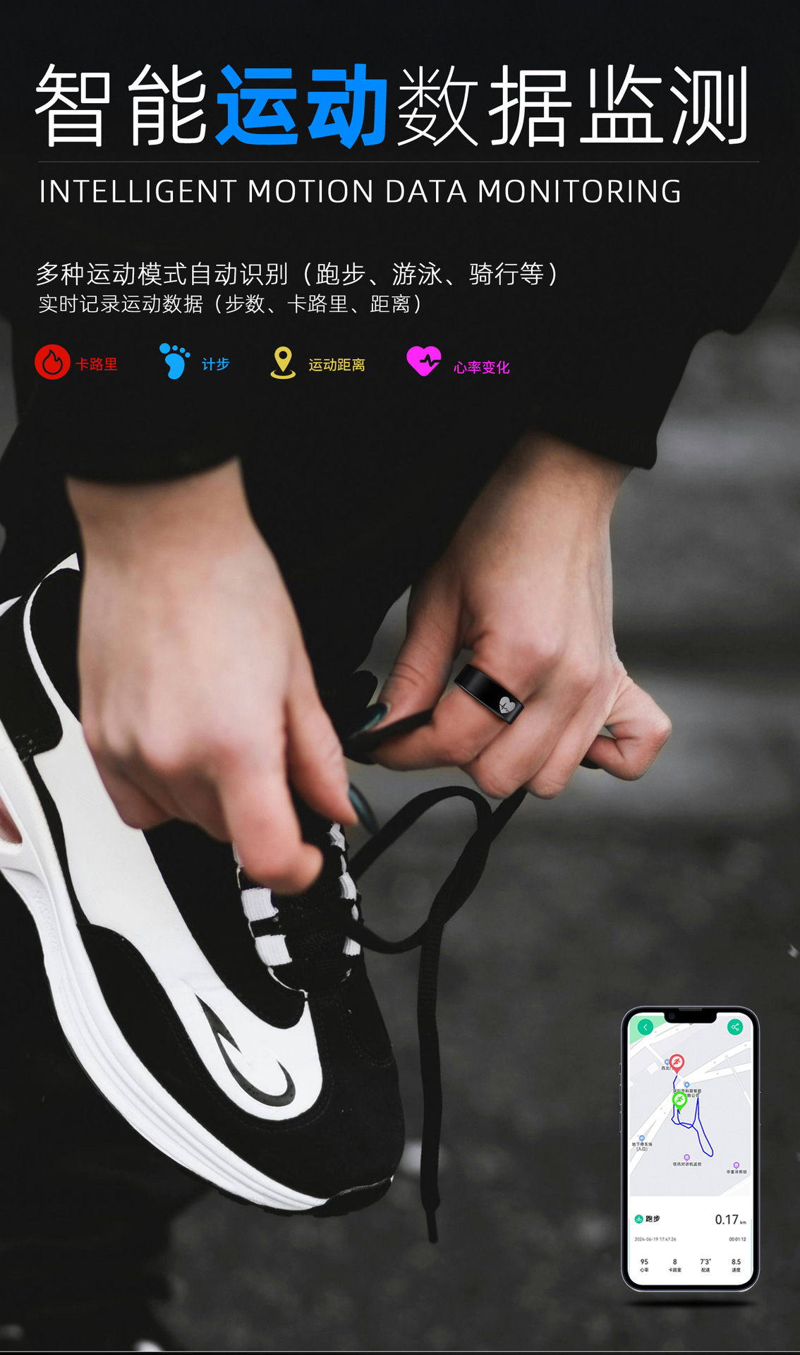 ECG smart ring automatically monitors heart rate, blood oxygen, blood pressure, blood sugar, body temperature, sleep and exercise, and provides remote care pic 5