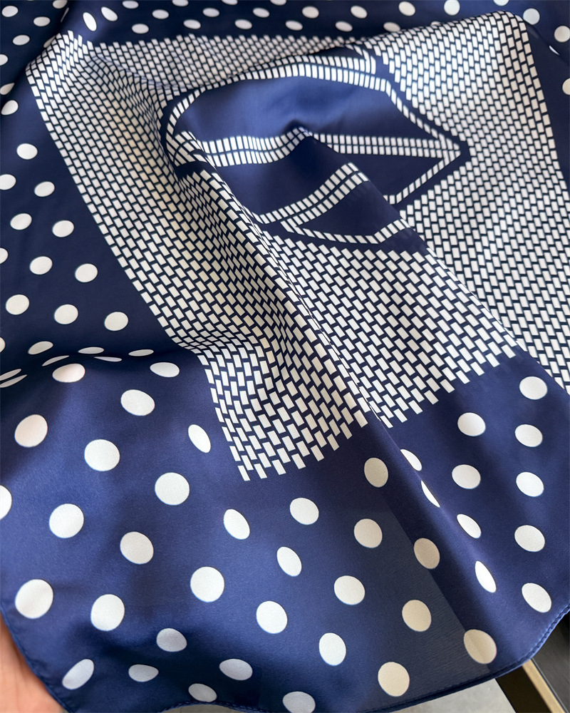 New polka dot imitation silk printed silk scarf, square scarf, high-end shawl, sun protection, neck-tying, small square scarf, headscarf, scarf for women pic 16