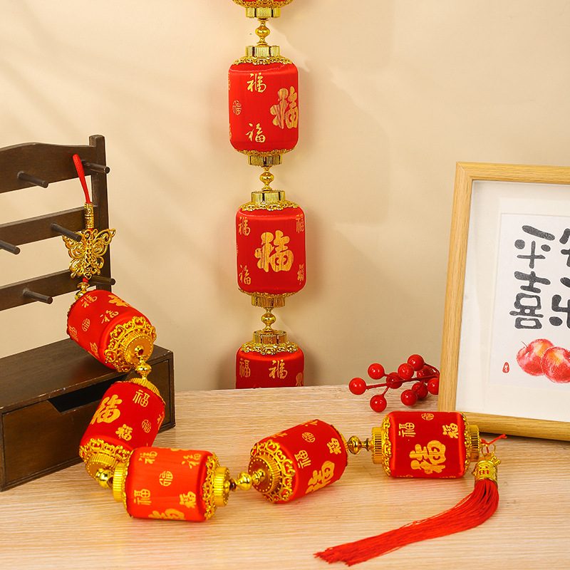 新款小灯笼串挂件连串福字喜庆元旦新年春节装饰品结婚喜庆挂件产品图