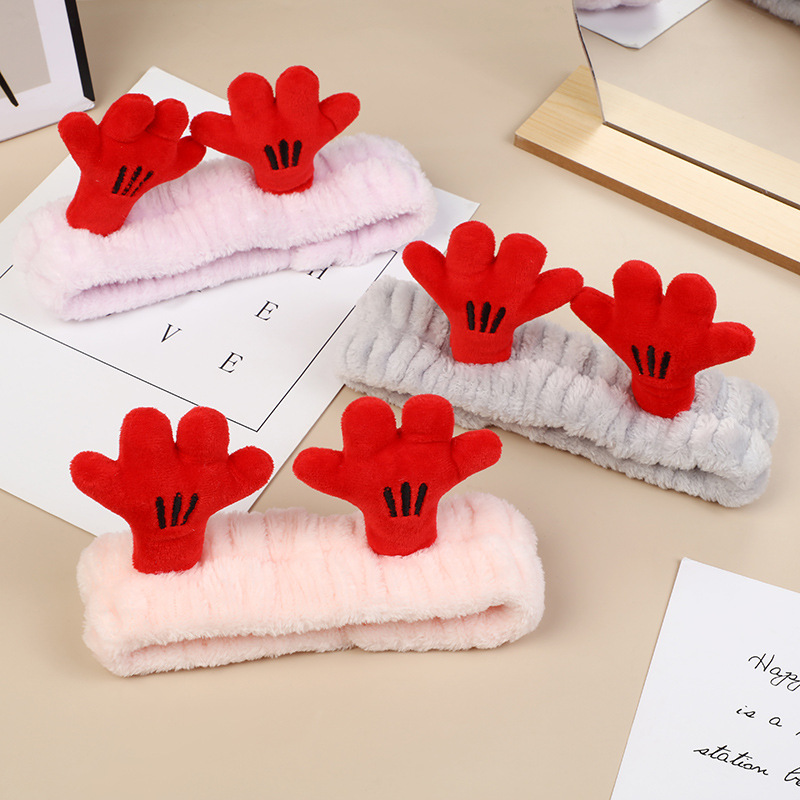 Cartoon Palm Design Comfortable Feel Girls Dormitory Home Cute Hair Band Hair Accessories Soft Cute Plush Hair Band details Picture