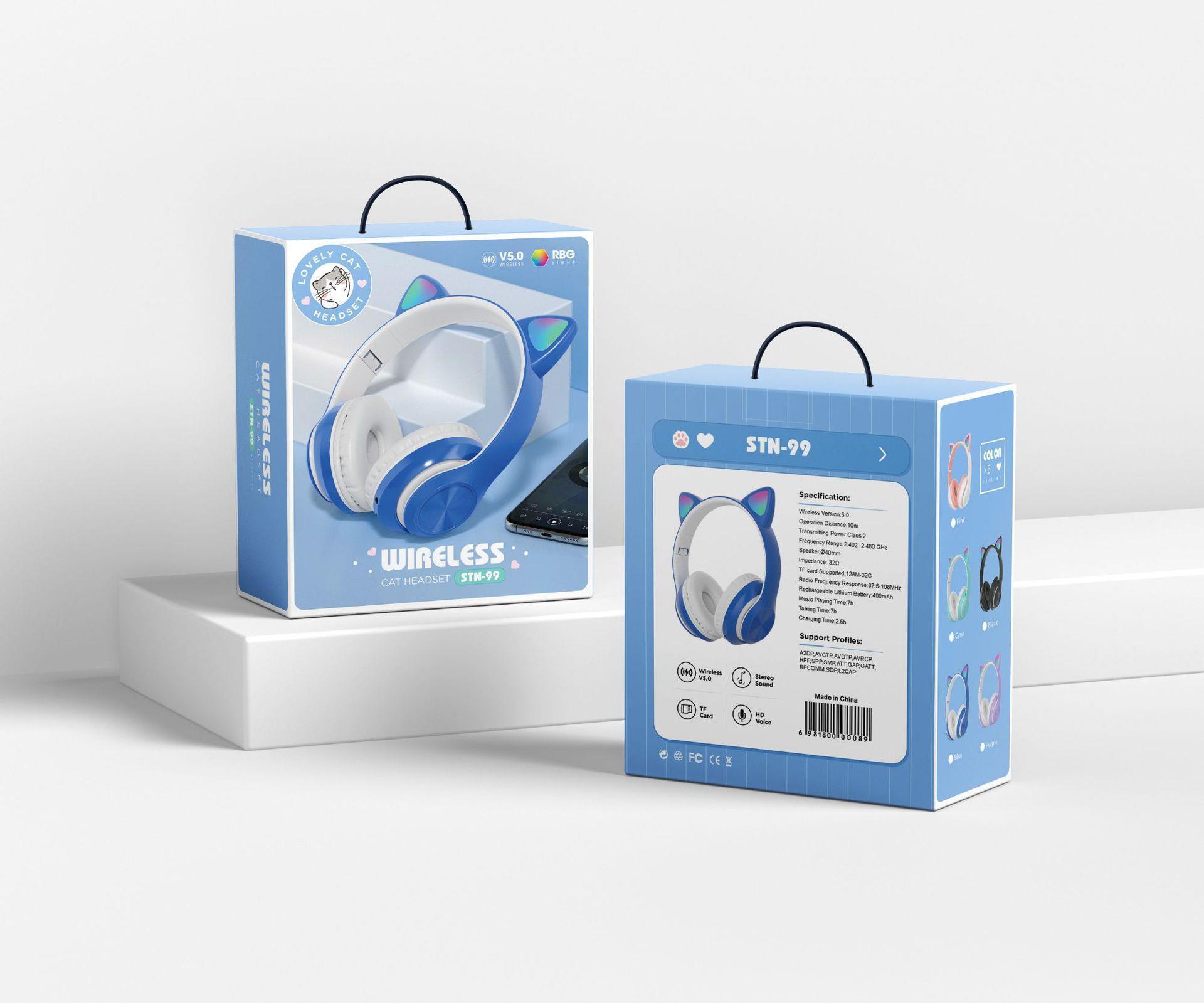 Fabricante nuevo STN99 headwear glow bluetooth auriculares estudiantes lindo gato auriculares inalámbricos al por mayor details Picture