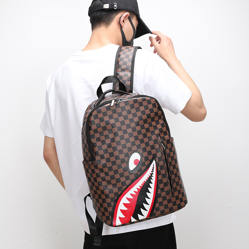 New casual Shark backpack, business large-capacity men's backpack, high appearance level schoolbag for campus, travel bag for going out Specification image