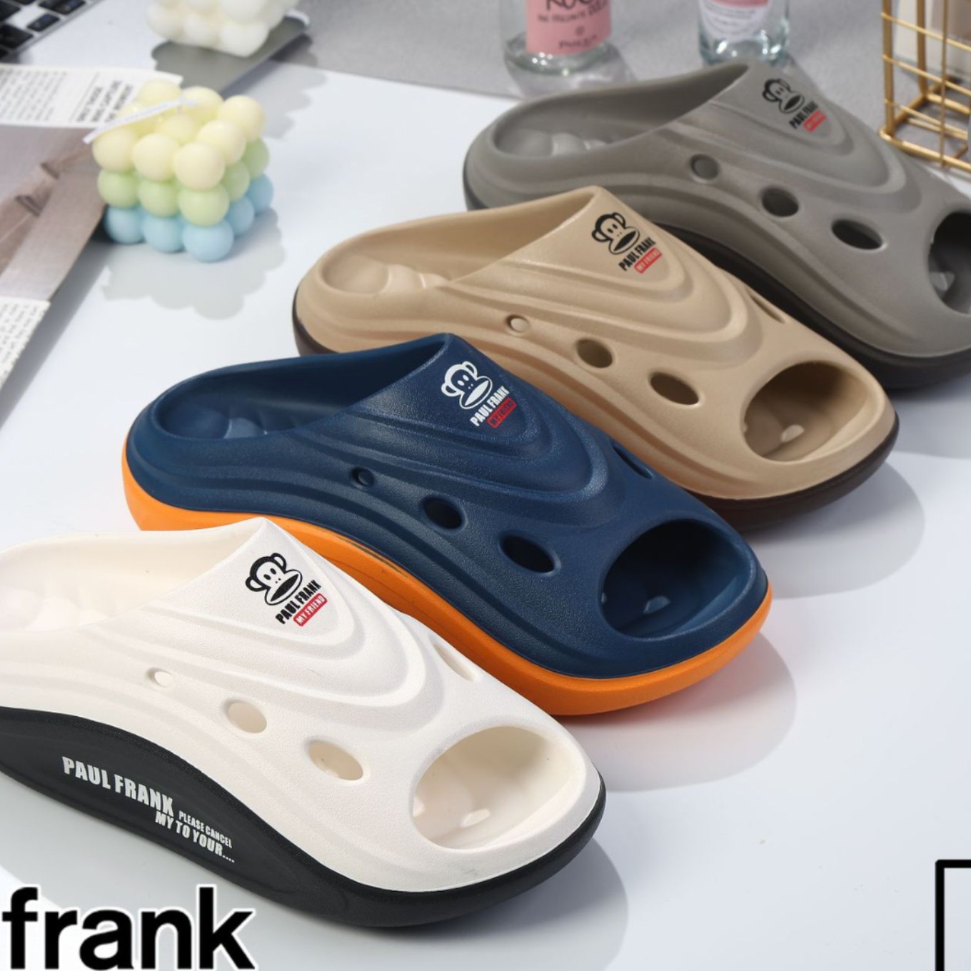 正版paulfrank大嘴猴男士凉拖慢跑鞋夏季拖鞋高弹橡塑踩屎感软底防滑