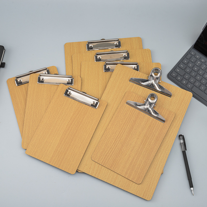 Office Supplies A4 Thickened Wooden Board Clip Data Organizing Storage Clip Student Exam Writing Pad Can Be Hung Specification drawing