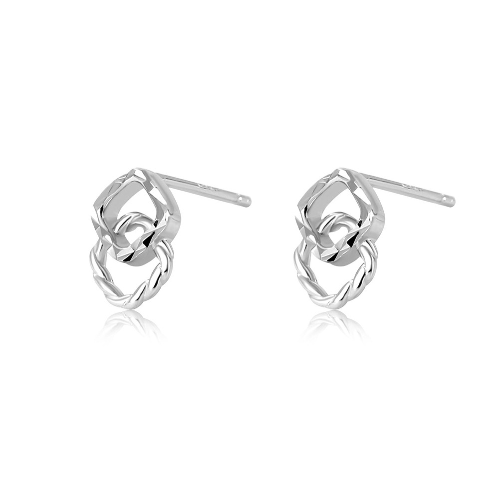 Explosive Supply Cross-Border Generation Ring Interlocking Silver Needle Earrings S925 Sterling Silver Studs Women's Earrings Manufacturers Wholesale Item Picture