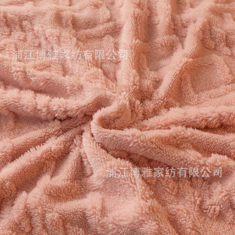 Boya Class A milk velvet jacquard solid color four-piece set, thickened cotton fleece quilt cover, flannel autumn and winter bedding Specification image