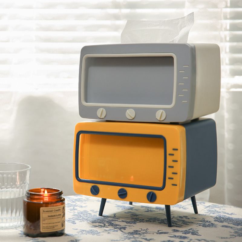 Creative Cartoon Tv Tissue Box Mobile Phone Stand Draw Paper Box Home Living Room Cute Internet Celebrity Office Desktop Application Scenario