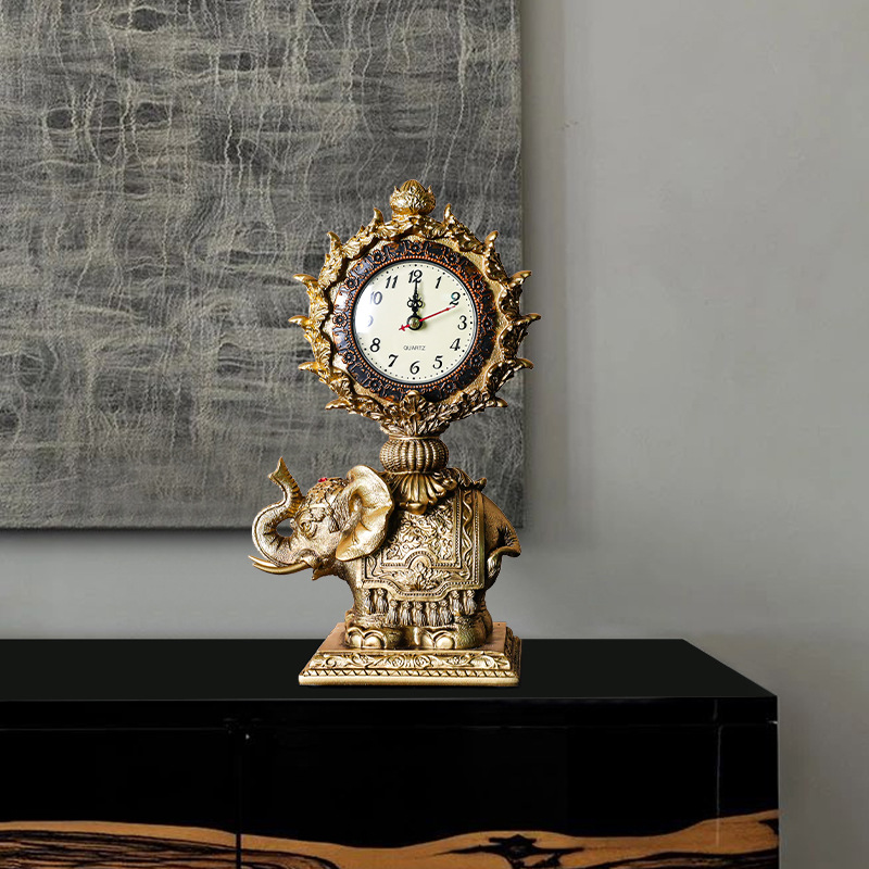 American Retro Eagle Seat Clock Desktop Clock Tabletop Decoration Home Living Room Wine Cabinet Tv Cabinet Resin Decoration