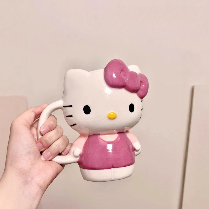 hellokitty ceramic cup, Hello Kitty cup, creative mug, cartoon cute girl water cup, practical large capacity Application Scenario