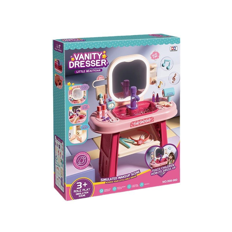 Cross-Border 2024 Children's Dressing Table Electric Vanity Girls' Dressing Table Induction Grooming Set Toys Item Picture