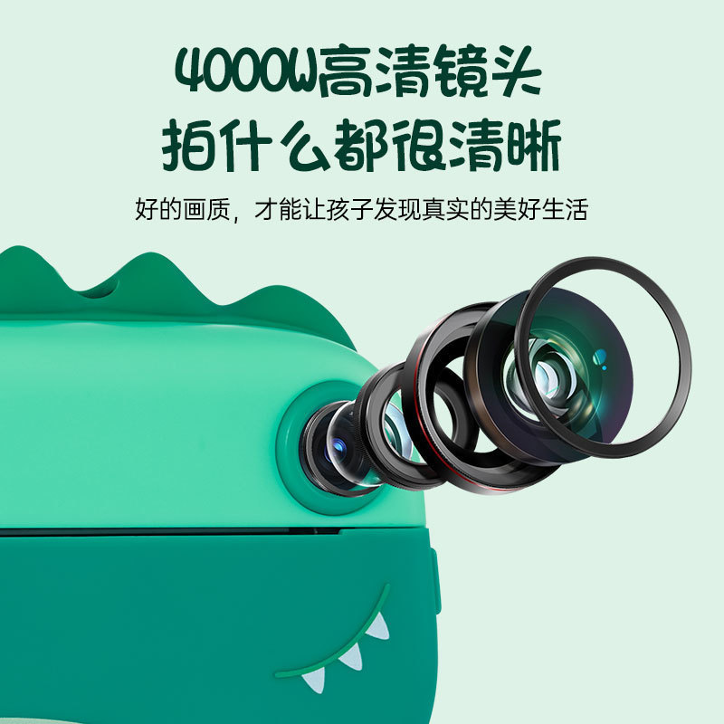 New little dinosaur children's camera can print Polaroid, cheap high-definition dual-camera cartoon cute gift wholesale Specification image