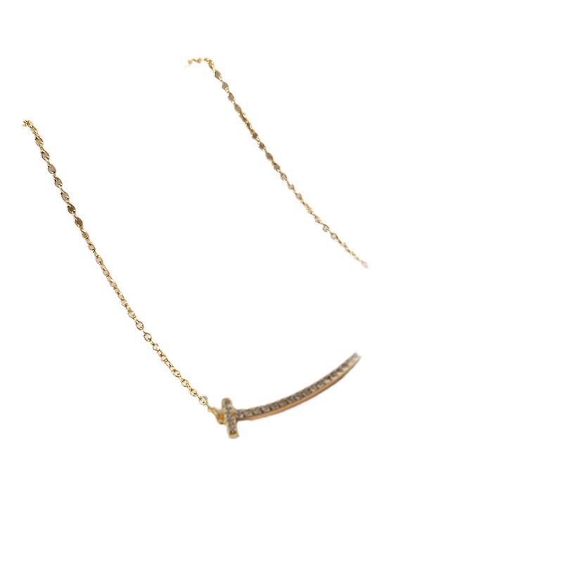 项链/沙金/锆石项链/银饰/18k金饰品白底实物图