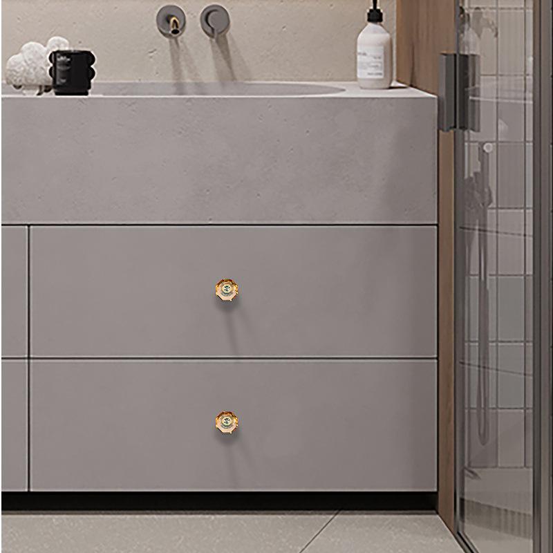 Crystal pigeon egg handle, modern European light luxury wardrobe door, drawer and cabinet, single-hole transparent cabinet small handle Application Scenario