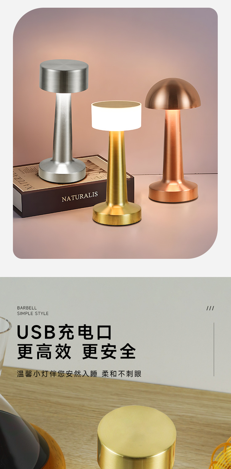 北欧led金属复古装饰氛围灯 酒吧欧式卧室沙发旁简约复古台灯批发详情3