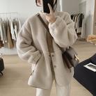 毛外套女2023年秋冬季新款宽松显瘦立领设计感小众减龄厚大衣爆