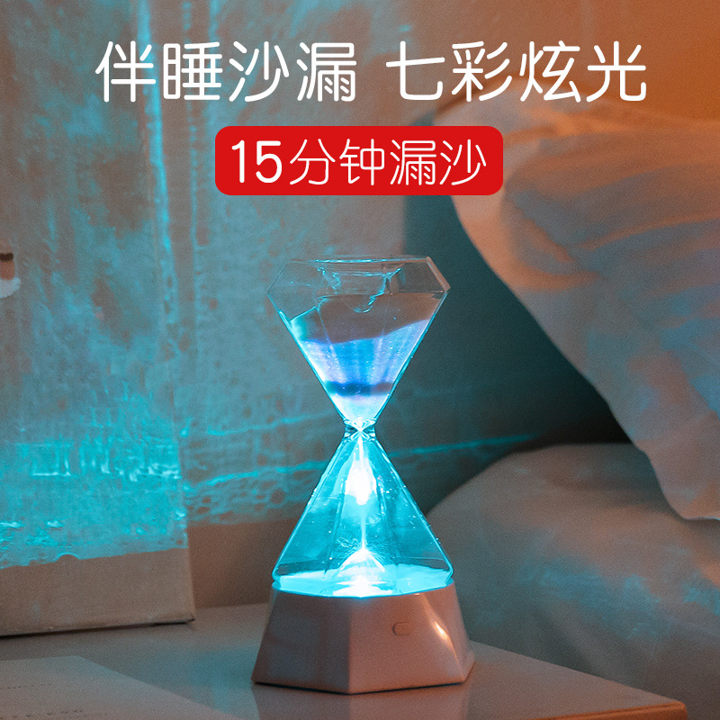 创意沙漏伴睡灯USB充电卧室床头高硼硅玻璃小夜灯 礼品摆件氛围灯详情图2