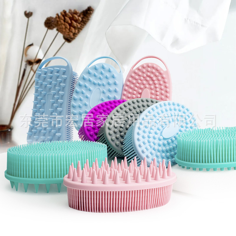 硅胶洗澡刷 按摩沐浴刷 硅胶双面洗头洗澡刷专供外贸