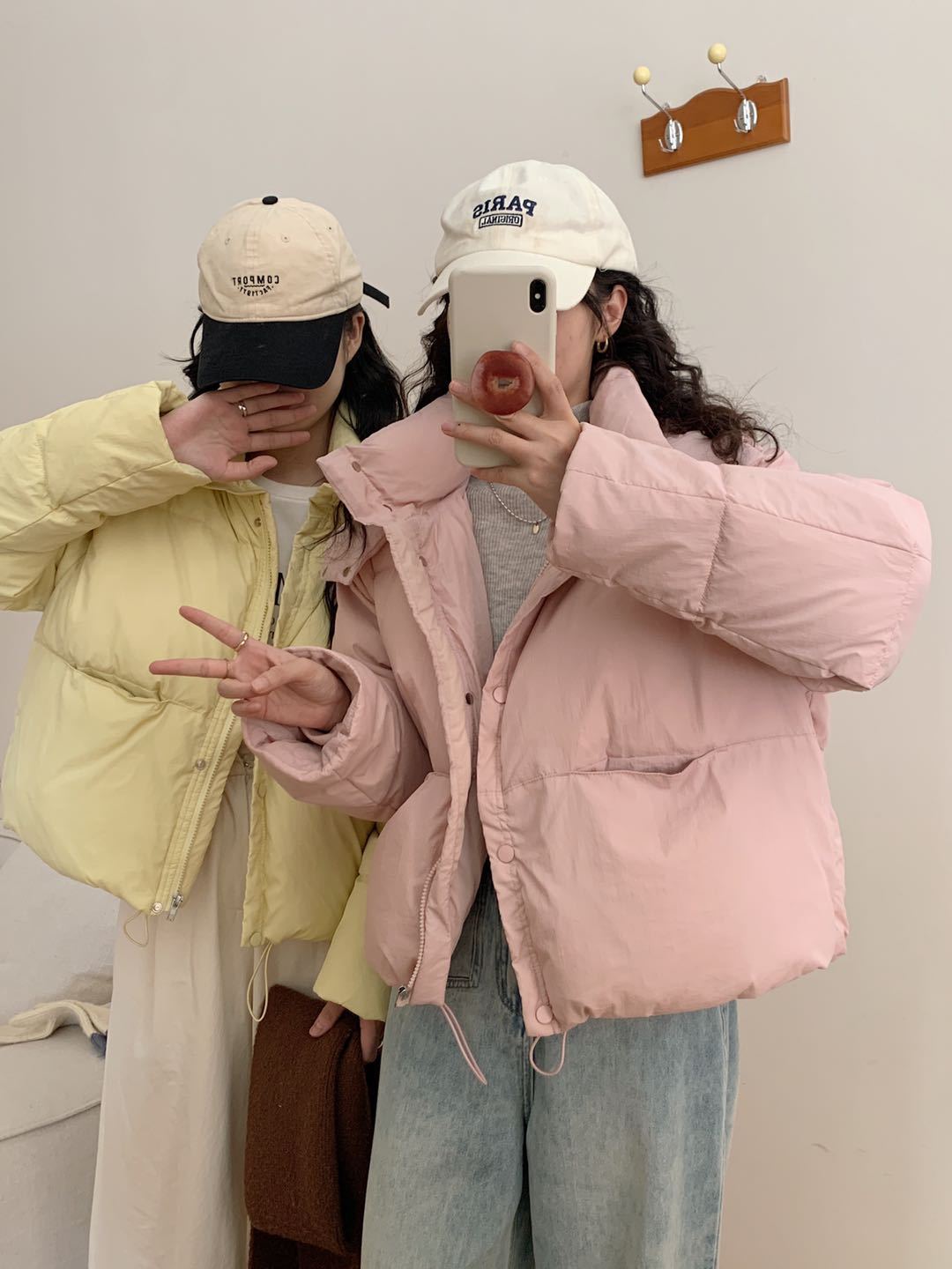 2025冬季羽绒服女短款韩系百搭纯色连帽小个宽松保暖面包服多巴胺详情8