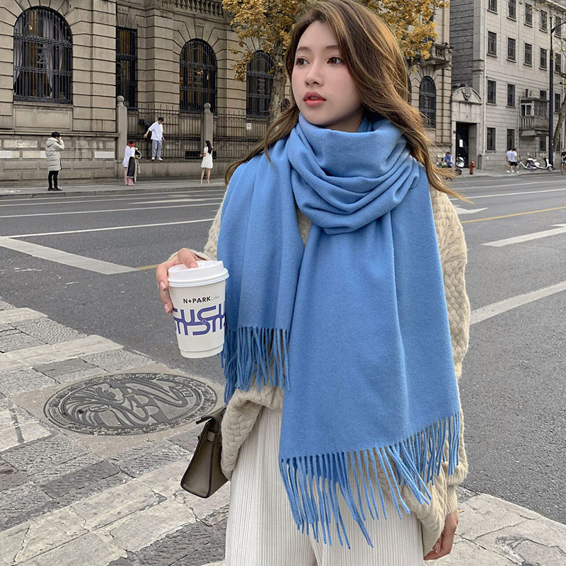 Thickening And Lengthening Large Shawl Wholesale Solid Color Free Design Print Autumn Winter Warm Scarf Imitation Cashmere Scarf Specification drawing
