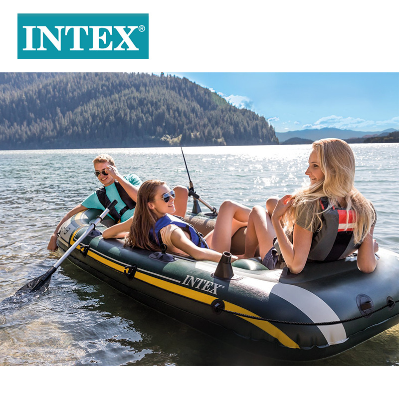 INTEX68380 Sea Eagle three-person Boat Set Inflatable rubber Boat Double Charge Rafting Boat kayak Specification image
