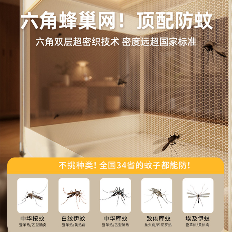 Cubierta completa mosquitera anti-caída hogar 2025 nuevo dormitorio mosquitera fondo completo cuna mongola mosquitera instalación gratuita Application Scenario