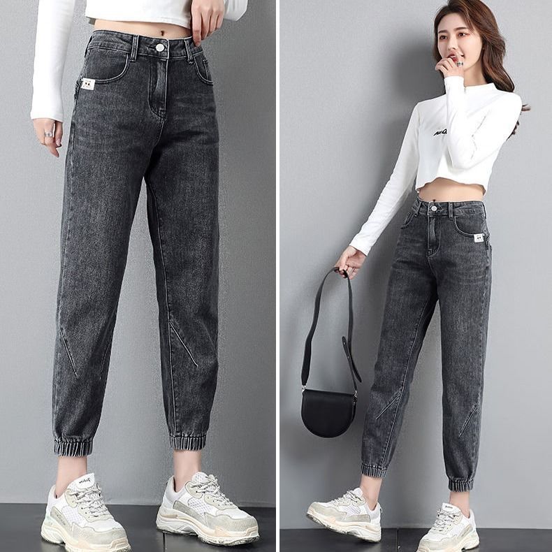 2022 Summer New women's denim trousers, Korean style loose and versatile Haren wide-leg pants, foreign trade women's dad pants Application Scenario