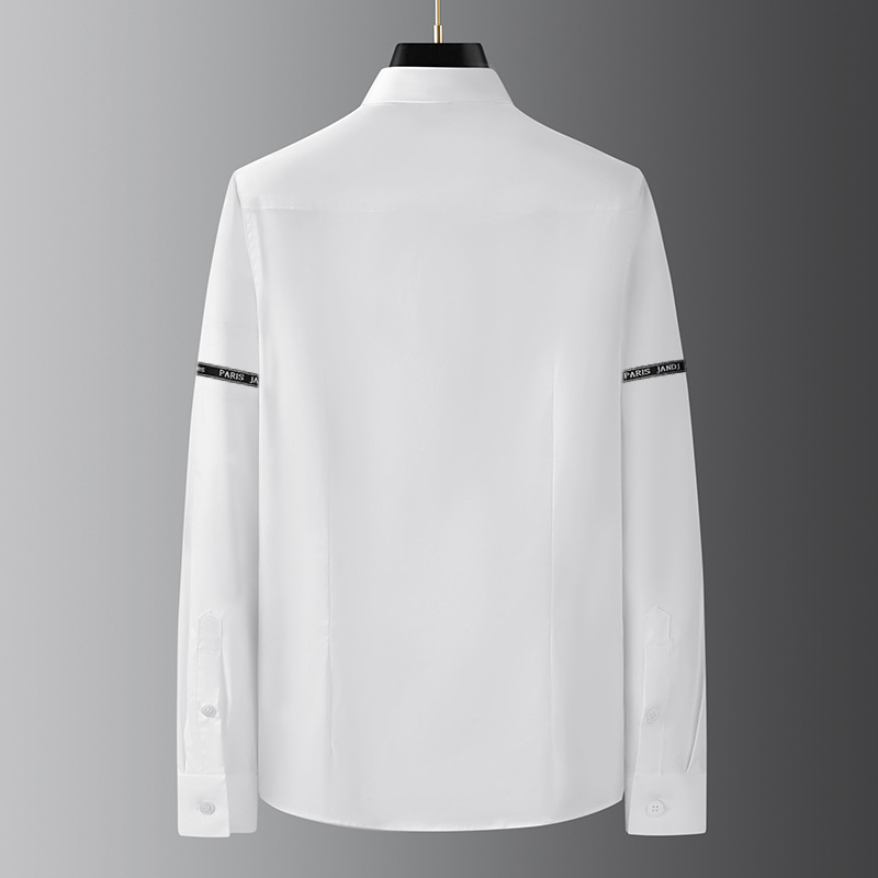 High-end European Station men's fitted Tencel cotton no-iron business shirt, Crown bee embroidery long-sleeved shirt Specification image