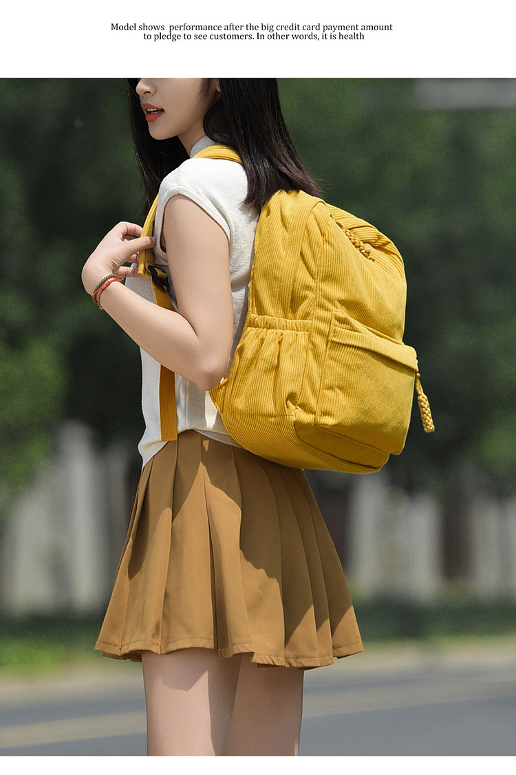 春季灯芯绒小背包女2025新款大学生双肩包休闲百搭大容量旅行背包详情17