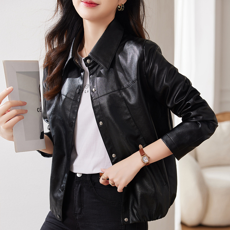 The 2024 Spring and Autumn new women's shirt, short leather jacket, Spring and Autumn Korean style loose and slimming Internet celebrity bestseller Application Scenario