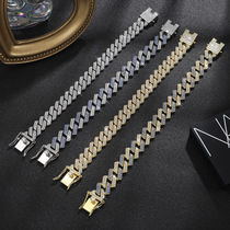 European and American alloy heavy Industry full diamond Cuban chain high quality diamond-set diamond men hip hop style thick necklace cross-border wholesale