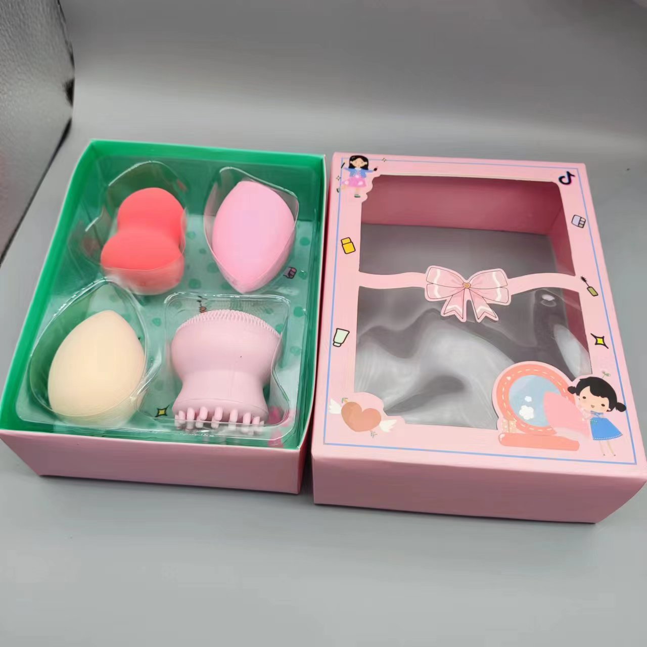 New Spot Powder Puff Set Face Silicone A Product Mixed Color Can Soak Big Makeup Eggs To Use Not To Eat Powder Specification drawing