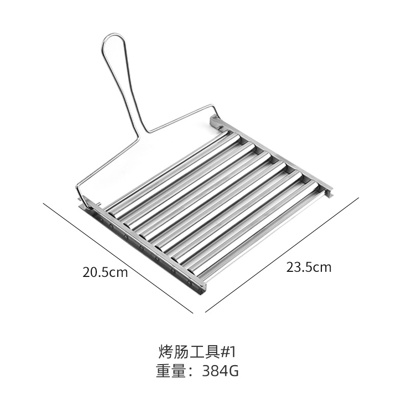 厂家批发 不锈钢热狗架家用便携式滚动烤肠架户外BBQ烧烤工具细节图