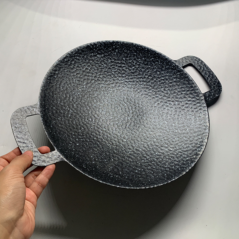 New round barbecue pan with suspended surface, non-stick, available in various sizes for easy portability and wholesale Specification image