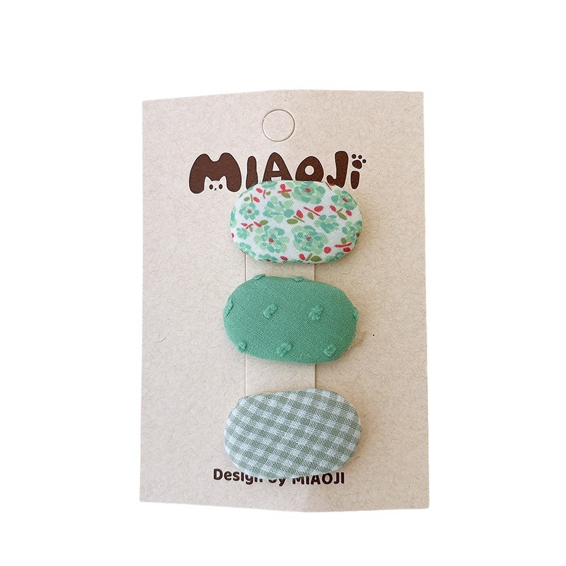 韩版布艺小椭圆儿童bb夹可爱碎花女童刘海发夹小清新宝宝发饰头饰白底实物图