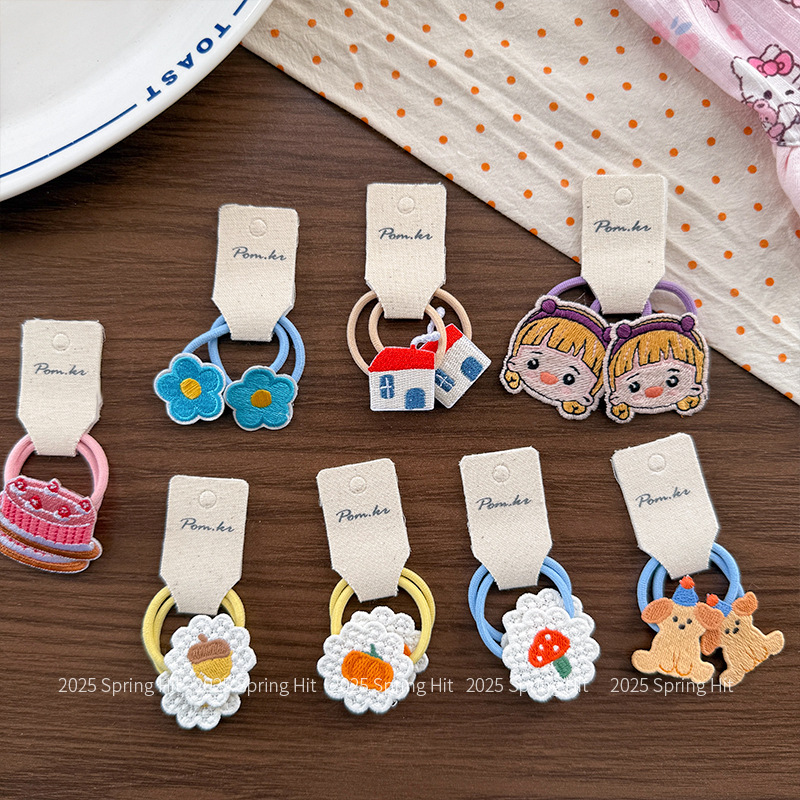 A new Korean-style children's fabric sweet girl flower hair rope for girls and babies, a versatile high-elasticity ponytail rubber band details Picture