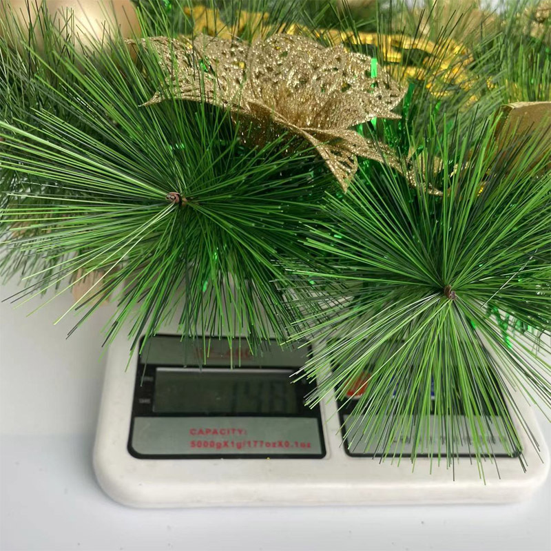 Cross-Border Christmas Decoration Pine Needle Wreath Handmade Christmas Bow Wreath Door Hanging Window Decoration Props Wholesale Specification drawing