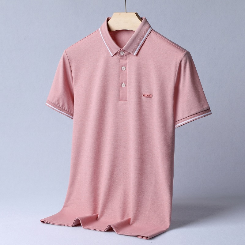 Luxury brand men's mulberry silk short-sleeved polo shirt 2024 Summer new style mid-to-young casual solid color high-end T-shirt Application Scenario