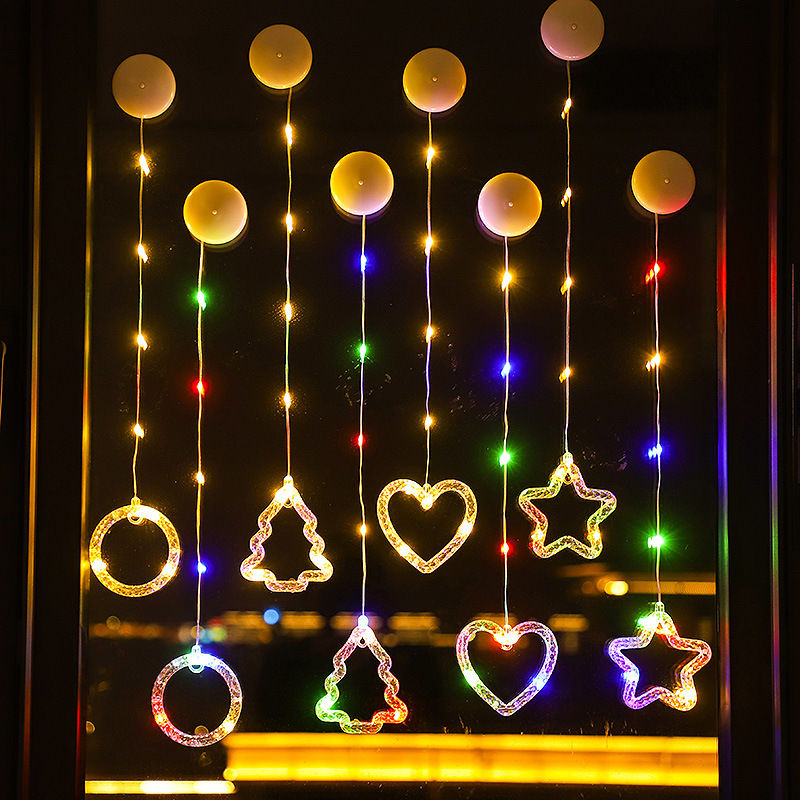 LED皮线灯吸盘灯房间装饰灯圣诞节灯串窗帘灯五角星爱心组合彩灯详情图1