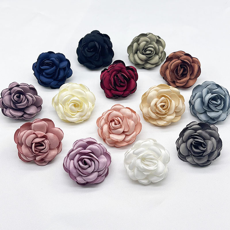 3.5cm fabric flower-trimmed rose three-dimensional flower wedding bud accessories Headwear earrings ornaments flower accessories Specification image