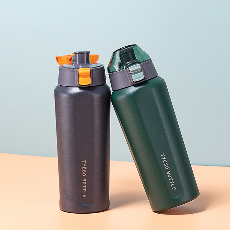 New outdoor sports 304 stainless steel water bottle with a bouncing lid, direct drinking cup, creative men's and women's water cups, portable insulated cup Specification image