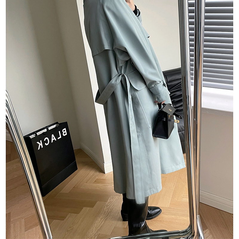 Canggu Mu 2022 Autumn Hong Kong-style fashionable long trench coat for women, Korean-style casual slimming belt cardigan 5113 Specification image