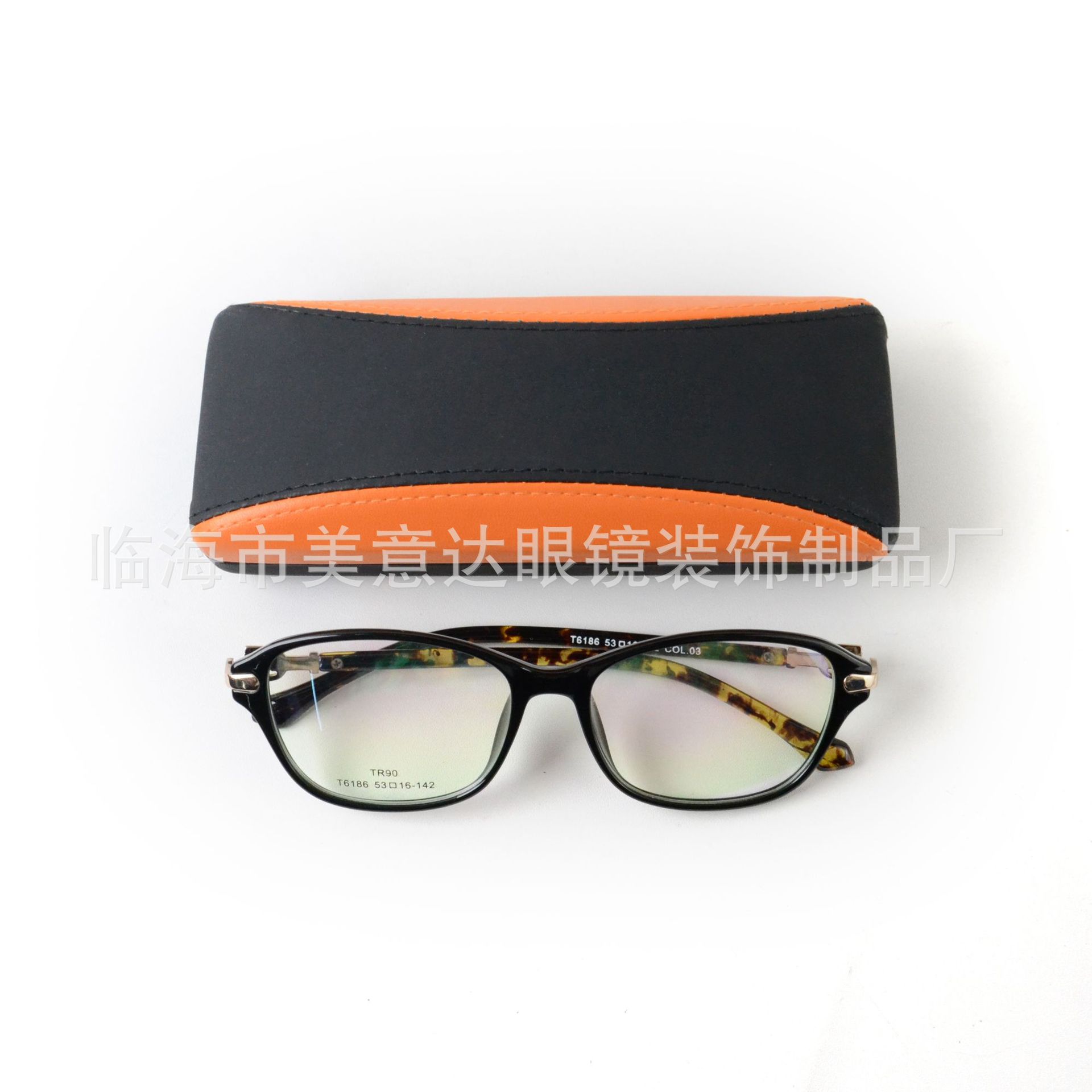 Two-color leather optical glasses case, hard iron box, glasses storage case, reading glasses and reading glasses case