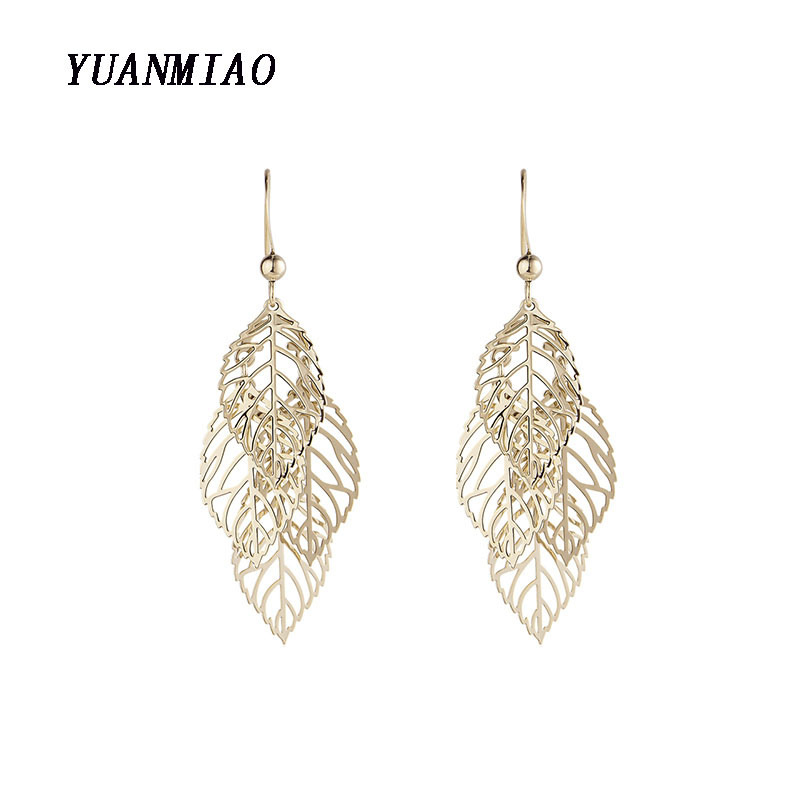 Han Ding Tree Leaf earrings, a long and elegant Korean pendant for women, the same style as the trendy trendy tassel earrings, a stylish accessory
