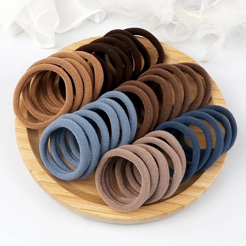 50 towel loops, 4cm solid color elastic hair ties, high school girls' ponytail hair accessories, wholesale of ponytails, cross-border bestsellers