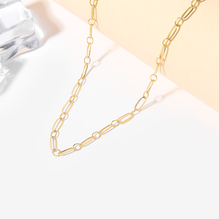 Oval chain, DIY jewelry bracelet, semi-finished accessory, pendant, chain, 18K vacuum electroplated Specification image