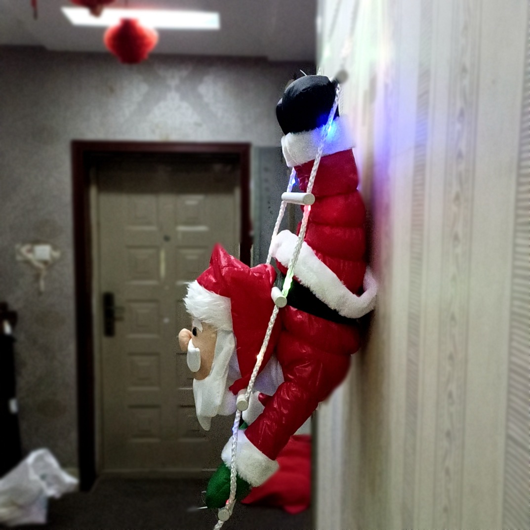 Led Lights String Down Santa Ladder Pendant Figure Cross Border Christmas Decorations Santa Decorations Application Scenario