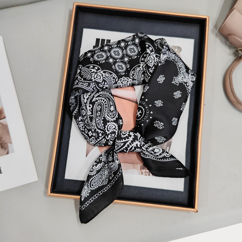 Cashew nut 70 small square scarf, silk scarf for men and women, spring, autumn and summer matching shirts, professional neck protection, neck wrap, thin scarf, hair band Application Scenario